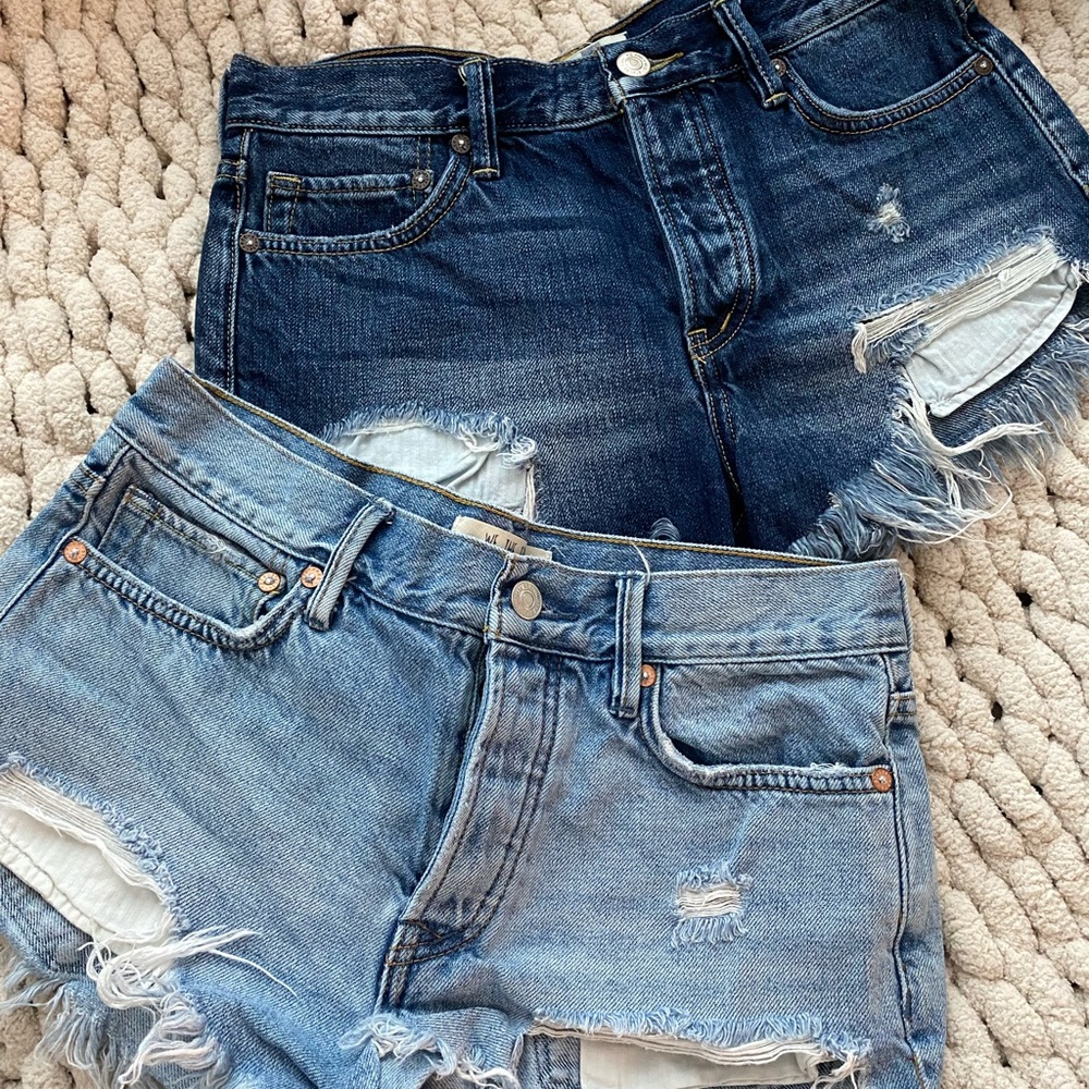 Free People Loving Good Vibrations Jean Short (Set of 2)